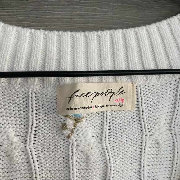 Free People Floral Embroidered Cable Vest - Picture 3 of 5